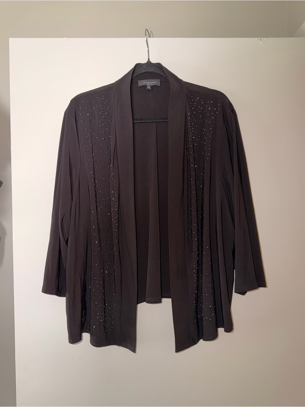 R&M Richards Black Open-Front Jacket with Sparkling Accents